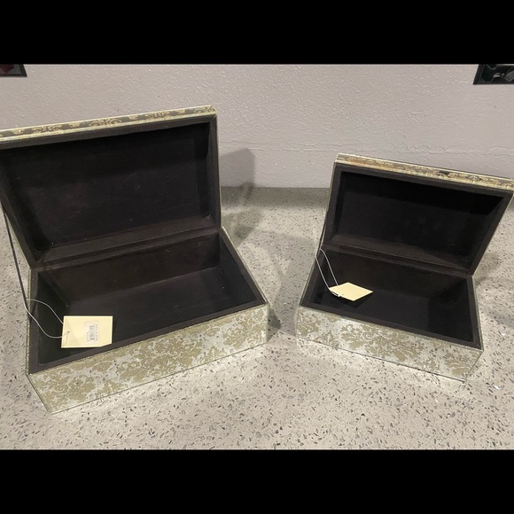 Damask Mirrored Jewelry Box - Set Of 2 - Picture 2 of 4